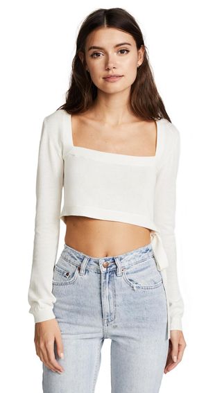 Victor Glemaud + Cropped Ballet Tie Long Sleeve Sweater