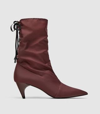 Zara + Fabric High Heel Ankle Boots With Lace-Up Detail