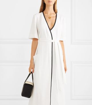 La Ligne + Riviera Wrap Effect Two-Tone Canvas Dress