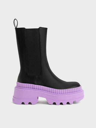 Charles & Keith + Purple Rhys Coloured Sole Chelsea Boots