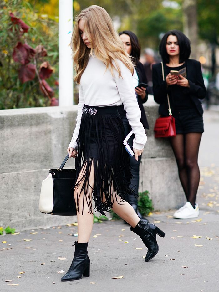 Long fringe skirt