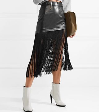 Helmut Lang + Fringed Leather Mini Skirt