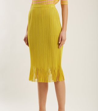 Pleats Please Issey Miyake + Fringed Pleated Skirt