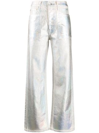 Helmut Lang + Metallic Wide-Leg Trousers