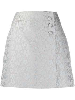 AlexaChung + A-Line Embroidered Floral Skirt