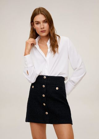 Mango + Tweed Buttoned Miniskirt