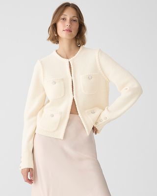 J.Crew + Odette Sweater Lady Jacket With Jewel Buttons