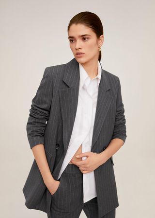 Mango + Pinstripe Suit Blazer