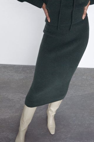 Zara + Wool Blend Pencil Skirt
