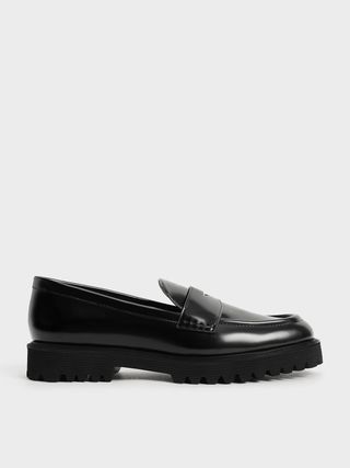 Charles & Keith + Black Chunky Penny Loafers