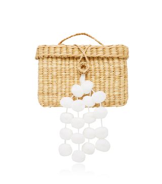 Nannacay + Baby Roge Pom Pom-Embellished Woven Raffia Tote