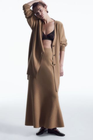 Cos + Flared Merino Wool Maxi Skirt
