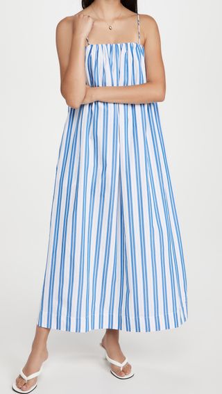 Ganni + Stripe Cotton Strap Dress