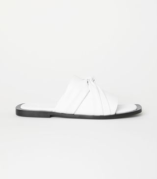 H&M + Leather Slides in White
