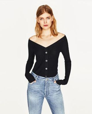 Zara + Sweater With Buttons