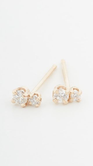 Zoe Chicco + 14k Gold Small 2 Mixed Diamond Studs