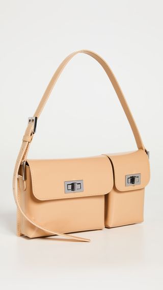 BY FAR + Billy Cream Semi Patent Leather Bag