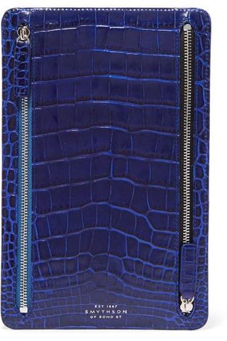 Smythson + Mara Croc-Effect Leather Wallet