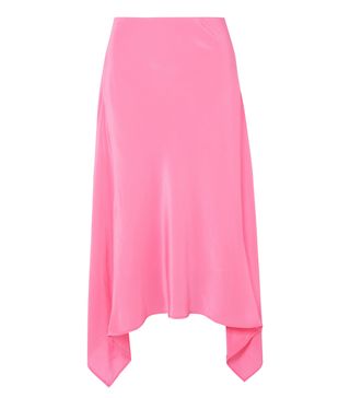 Sies Marjan + Asymmetric Silk Crepe de Chine Midi Skirt