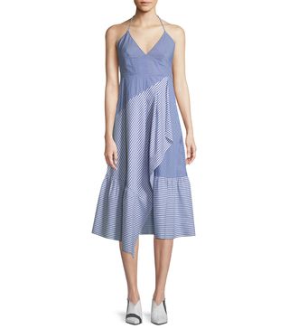 Tibi + Collage Striped Halter Midi Dress