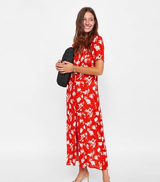 Zara + Long Floral Print Dress