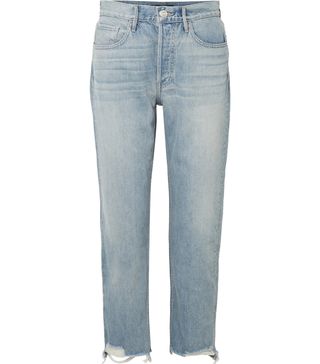 3x1 + W3 Higher Ground Cropped Frayed High-Rise Straight-Leg Jeans