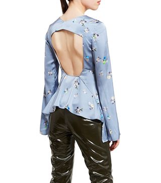 Acne Studios + Silk Floral Print Peplum Blouse