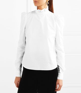 Frame + Ruffled Cotton-Poplin Shirt