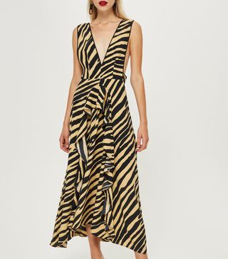 Topshop + Zebra Print Pinafore Dress