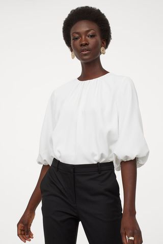 H&M + Voluminous-Sleeved Blouse