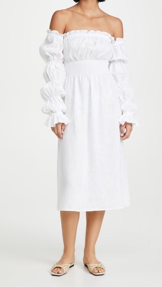 Sleeper + Michelin Linen Dress in White