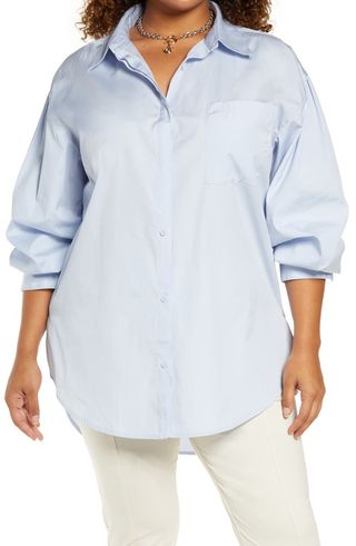 Open Edit + Oversize Organic Cotton Poplin Blouse