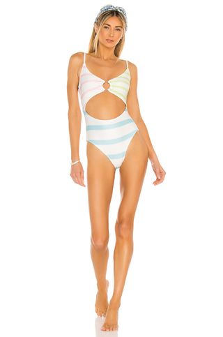 Solid & Striped + Esme One Piece in Cloud Pink, Pistachio & Fresh Air