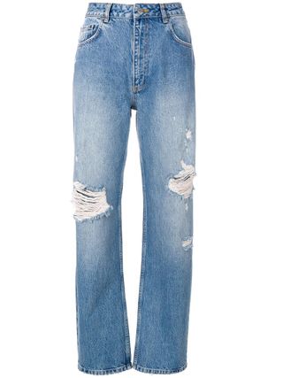 Anine Bing + Leigh Ripped Boyfriend Jeans