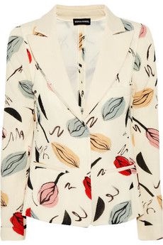 Sonia Rykiel + Printed Cotton-Blend Crepe Blazer