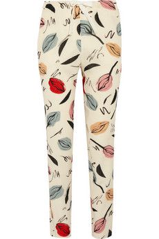 Sonia Rykiel + Printed Silk Wool Pants