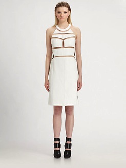 Alexander + Cutout Leather-essentially based entirely Dress
