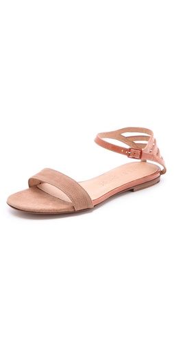 See by Chloe + Patent Trim Flat Sandals