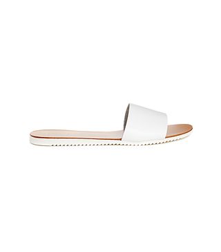 New Look + Fool Pool Leather White Simple Slider Flat Sandals