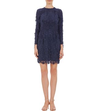 Katie Ermilio + Floating Lace Long-Sleeve Cocktail Dress