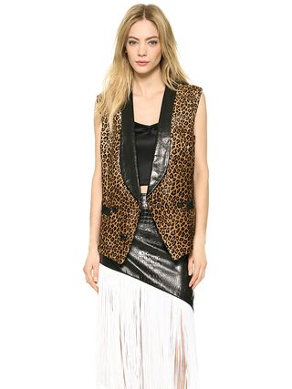 Rodarte + Leopard Print Haircalf Vest in Leopard