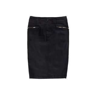7 For All Mankind: High Waist Black Jeather Pencil Skirt with Zips + 7 For All Mankind