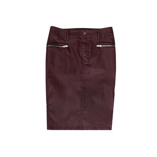 HW Burgundy Jeather Pencil Skirt with Zips + 7 For All Mankind