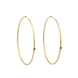 Jennifer Meyer + Gold & Turquoise Hoop Earrings