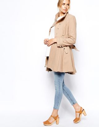 ASOS Maternity + Fit and Flare Coat with Popper Front