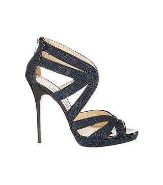 Jimmy Choo + Ink Lamé Glitter Platform Sandals