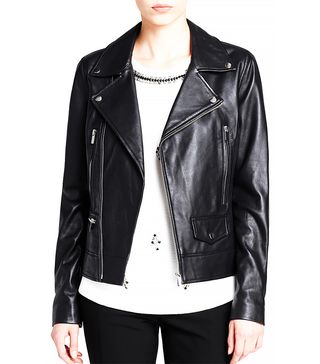 Dylan Grey + Leather Moto Jacket