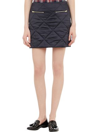 Harvey Faircloth + Diamond-Quilted Satin Mini Skirt