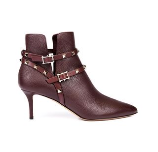 Valentino + Rockstud Leather Ankle Boots