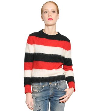 Diesel + Washed Striped Mohair Blend Sweater